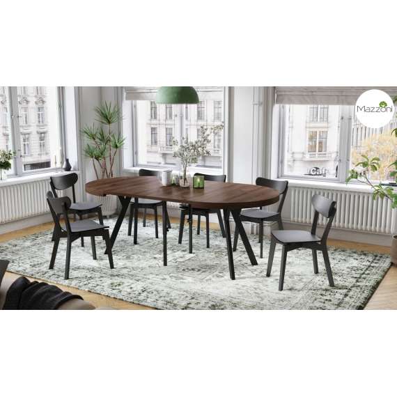 Spisebord VITO 110-310 cm - eik brun - svart bein - uttrekkbart