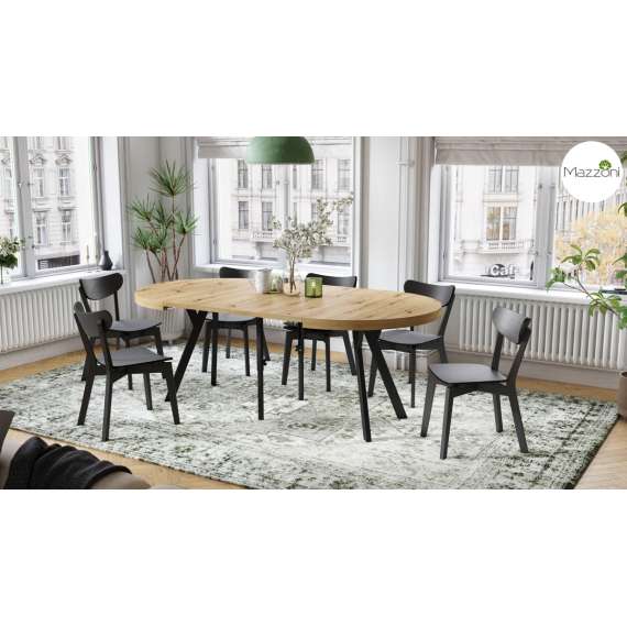 Spisebord VITO 110-310 cm - eik artisan - svart bein - uttrekkbart