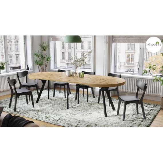 Spisebord VITO 110-310 cm - eik artisan - svart bein - uttrekkbart