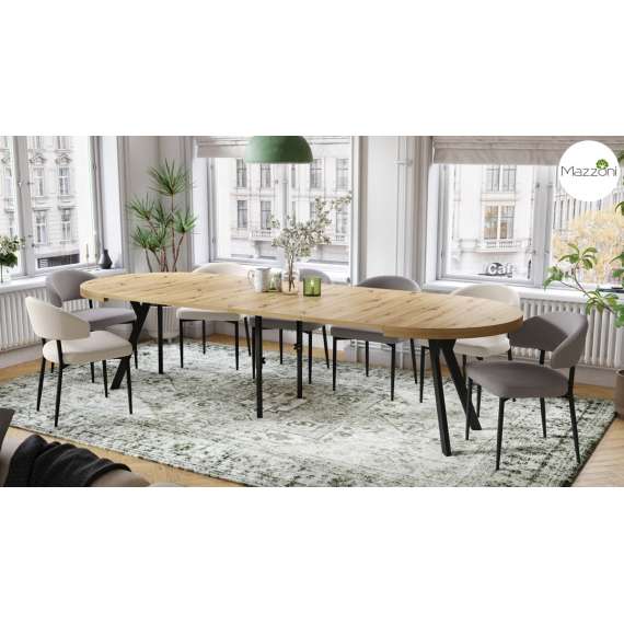 Spisebord VITO 110-310 cm - eik artisan - svart bein - uttrekkbart