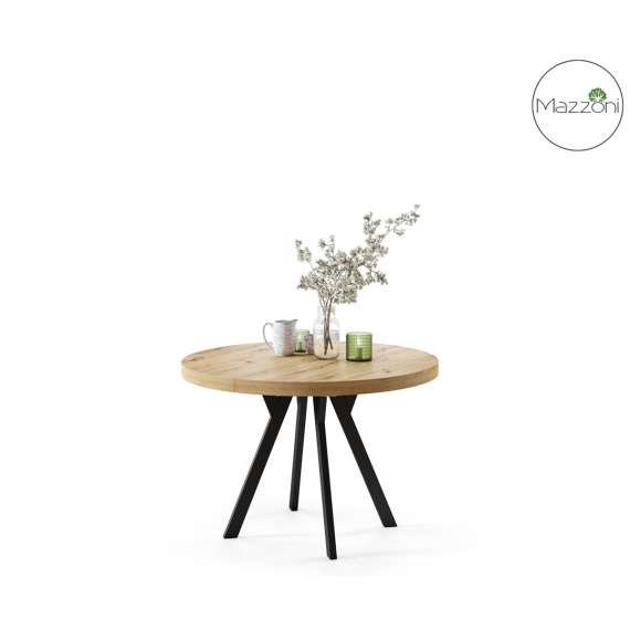 Spisebord VITO 110-310 cm - eik artisan - svart bein - uttrekkbart