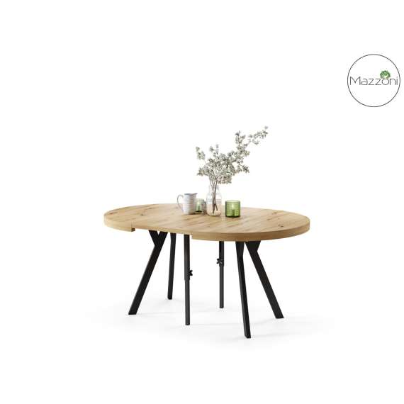 Spisebord VITO 110-310 cm - eik artisan - svart bein - uttrekkbart