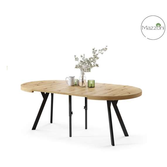 Spisebord VITO 110-310 cm - eik artisan - svart bein - uttrekkbart