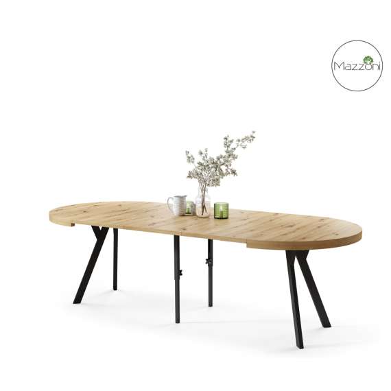 Spisebord VITO 110-310 cm - eik artisan - svart bein - uttrekkbart