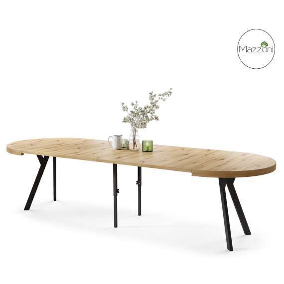 Spisebord VITO 110-310 cm - eik artisan - svart bein - uttrekkbart