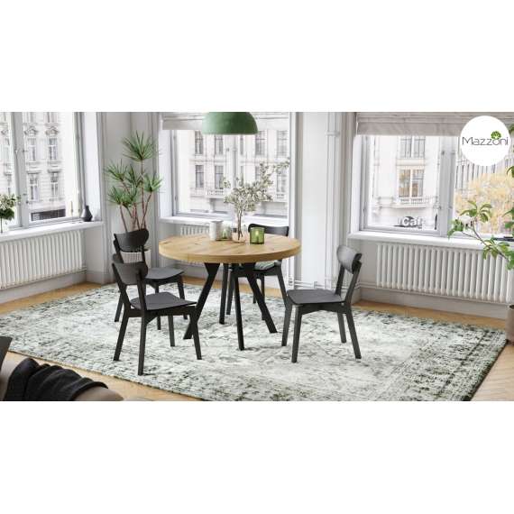 Spisebord VITO 110-310 cm - eik artisan - svart bein - uttrekkbart