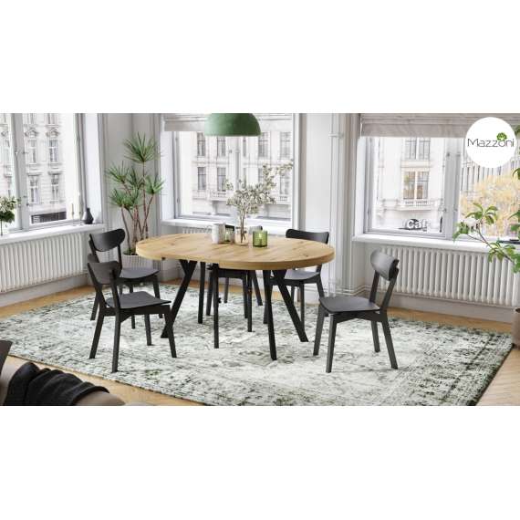 Spisebord VITO 110-310 cm - eik artisan - svart bein - uttrekkbart