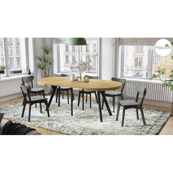 Spisebord VITO 110-310 cm - eik amerikansk - svart bein - uttrekkbart