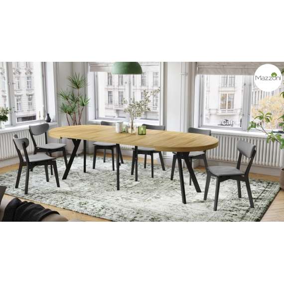 Spisebord VITO 110-310 cm - eik amerikansk - svart bein - uttrekkbart