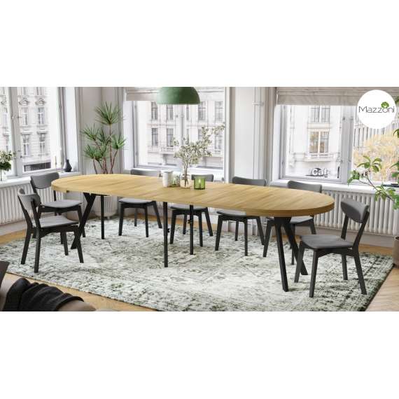 Spisebord VITO 110-310 cm - eik amerikansk - svart bein - uttrekkbart