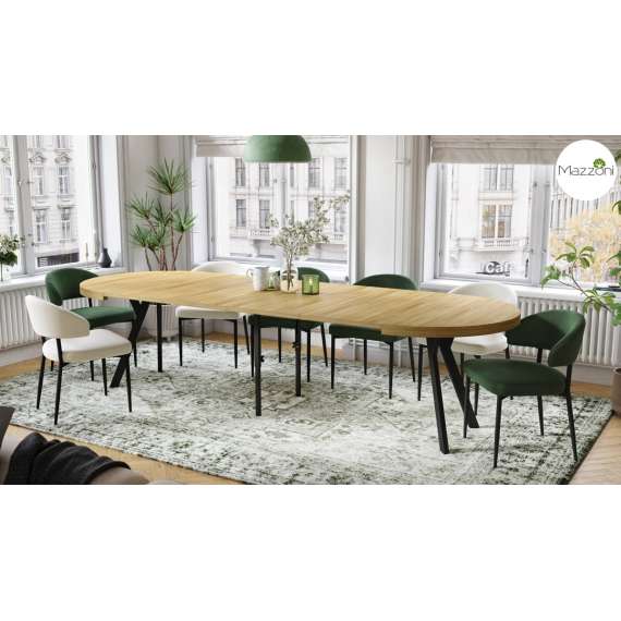 Spisebord VITO 110-310 cm - eik amerikansk - svart bein - uttrekkbart