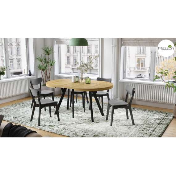 Spisebord VITO 110-310 cm - eik amerikansk - svart bein - uttrekkbart