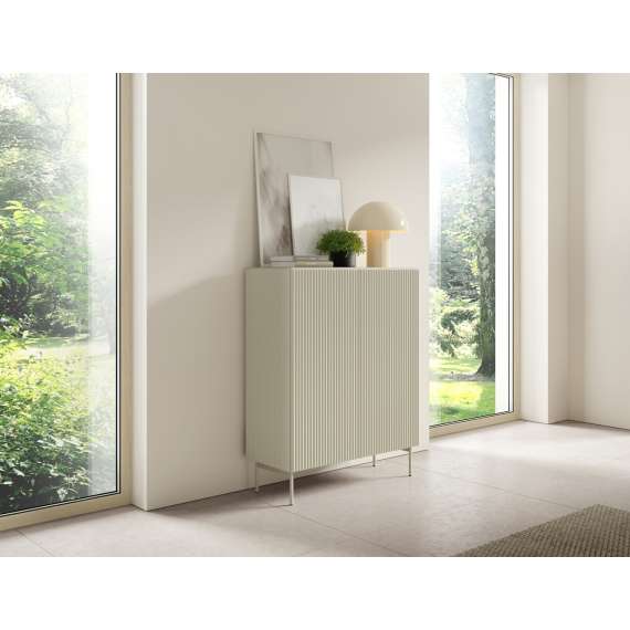 Skap Muti 99x123 cm - 2 dører - cashmere - metall ben