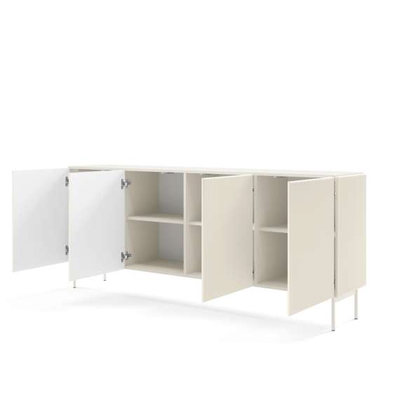 Skjenk Muti 195x81 cm - 4 dører - cashmere - metall ben