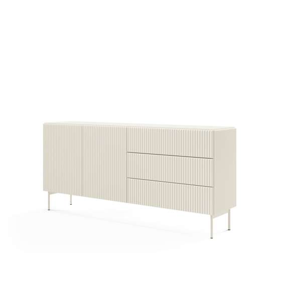 Skjenk Muti 177x81 cm - 2 dører - 3 skuffer - cashmere - metall ben