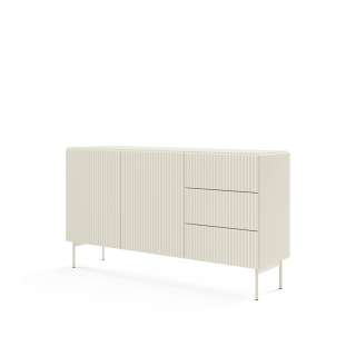 Skjenk Muti 147x81 cm - 2 dører - 3 skuffer - cashmere - metall ben