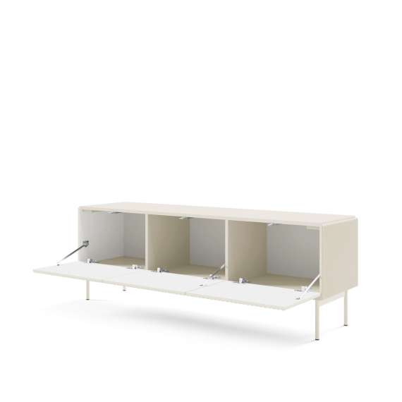 Tv-benk Muti 147x51 cm - 3 dører - cashmere - metall ben
