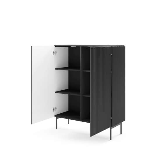 Skap Muti 99x123 cm - 2 dører - sort - metall ben