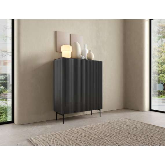 Skap Muti 99x123 cm - 2 dører - sort - metall ben