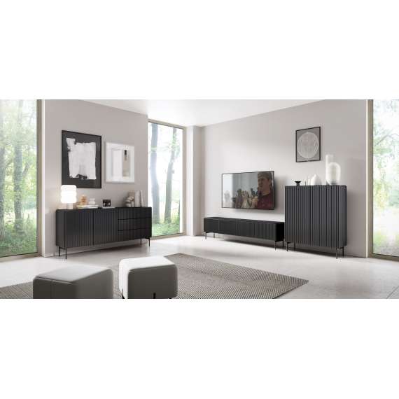 Skap Muti 99x123 cm - 2 dører - sort - metall ben