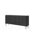 Skjenk Muti 177x81 cm - 2 dører - 3 skuffer - sort - metall ben