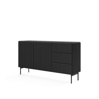 Skjenk Muti 147x81 cm - 2 dører - 3 skuffer - sort - metall ben