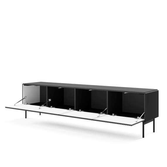 Tv-benk Muti 195x51 cm - 4 dører - sort - metall ben
