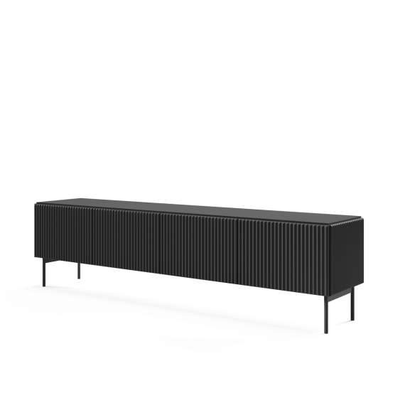 Tv-benk Muti 195x51 cm - 4 dører - sort - metall ben