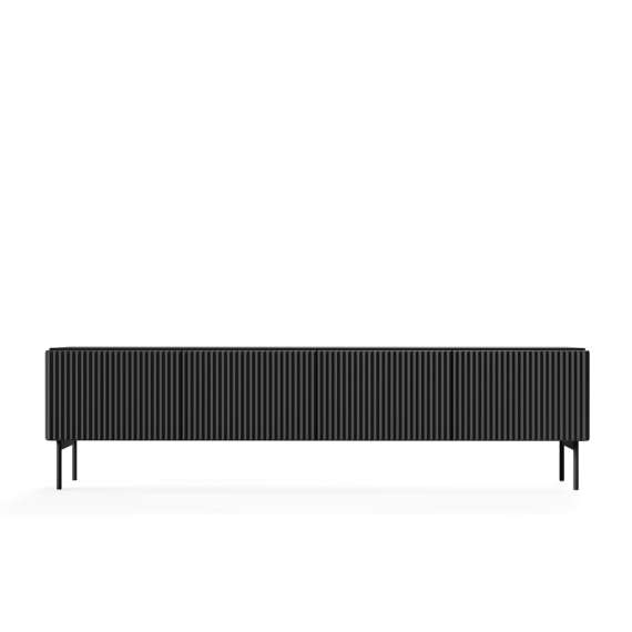 Tv-benk Muti 195x51 cm - 4 dører - sort - metall ben