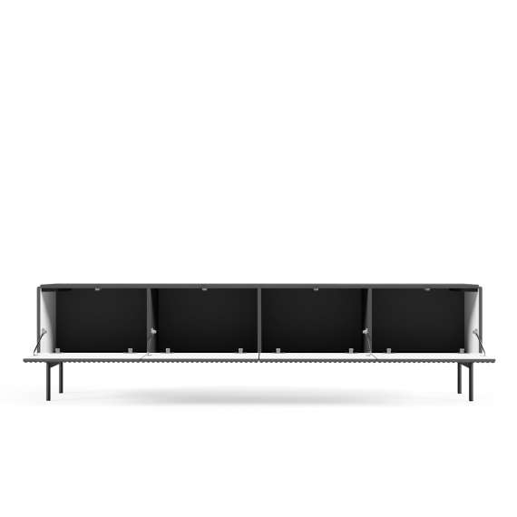 Tv-benk Muti 195x51 cm - 4 dører - sort - metall ben
