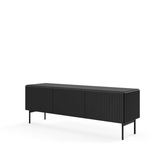 Tv-benk Muti 147x51 cm - 3 dører - sort - metall ben