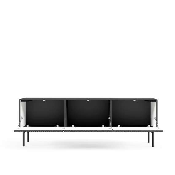 Tv-benk Muti 147x51 cm - 3 dører - sort - metall ben