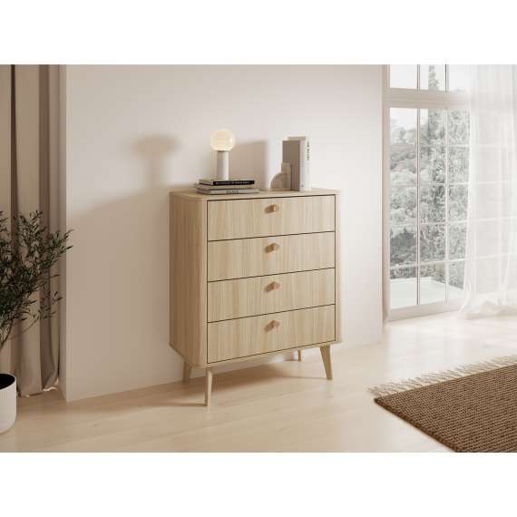 Kommode Viki 88x103 cm - eik - med 4 skuffer
