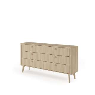 Kommode Viki 163x83 cm - eik - med 6 skuffer