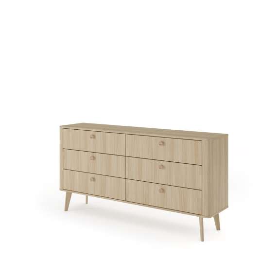 Kommode Viki 163x83 cm - eik - med 6 skuffer