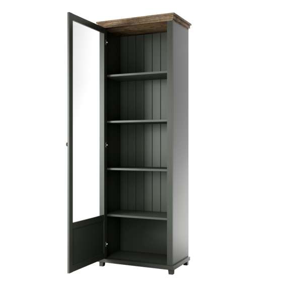 Vitrineskap Evora 71x200 cm - vintage grønn - venstre
