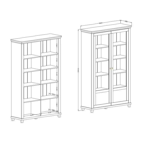 Vitrineskap Evora 126x200 cm - vintage grønn - med belysning