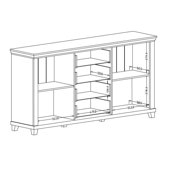 Skjenk Evora 181x93 cm - vintage grønn - 2 dører - 4 skuffer