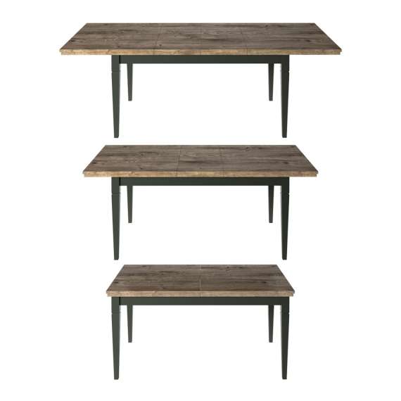 Spisebord Evora 160-240x90 cm - vintage grønn - eik topp