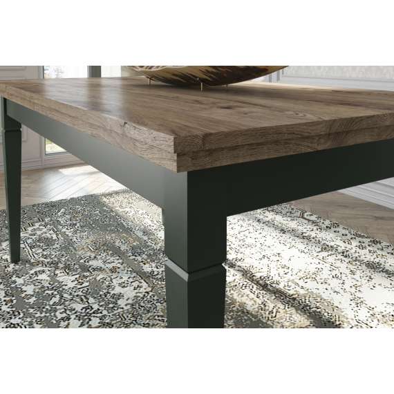 Spisebord Evora 160-240x90 cm - vintage grønn - eik topp
