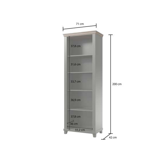 Reol Evora 71x200 cm - vintage grønn - med hyller