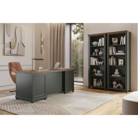 Reol Evora 71x200 cm - vintage grønn - med hyller