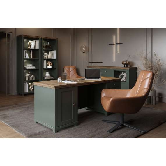 Reol Evora 71x200 cm - vintage grønn - med hyller