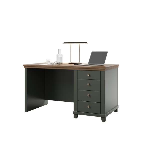 Skrivebord Evora 140x70 cm - vintage grønn - 4 skuffer