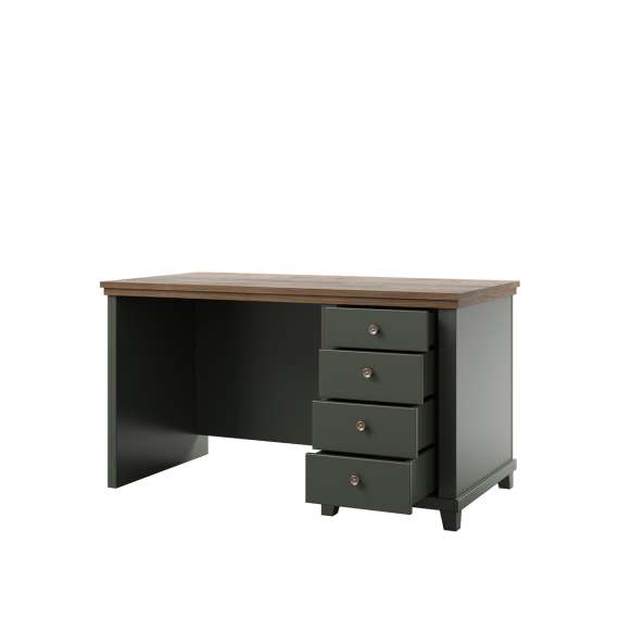 Skrivebord Evora 140x70 cm - vintage grønn - 4 skuffer