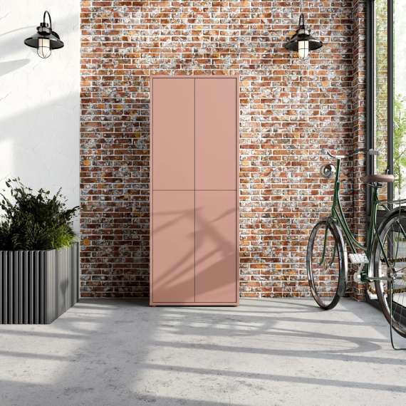 Stort skoskap Alice 74x192 - terrakotta - 4 dører - hyller