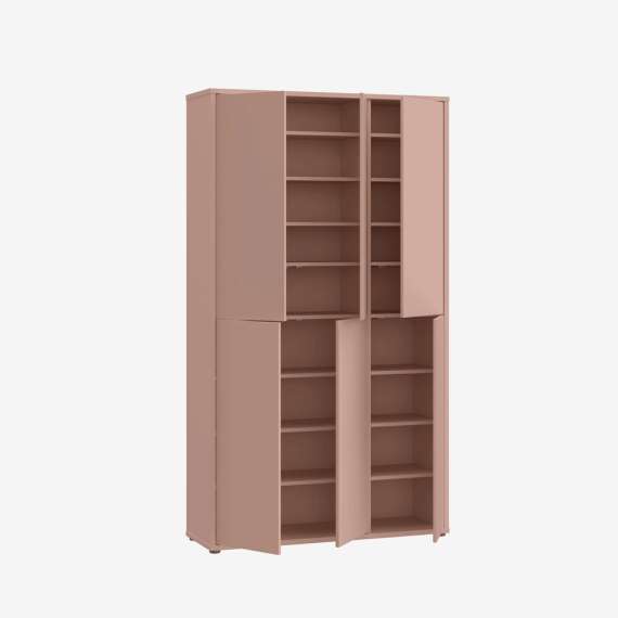 Stort skoskap Alice 109x192 - terrakotta - 6 dører - hyller
