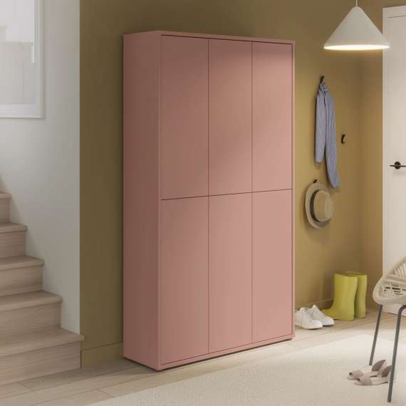 Stort skoskap Alice 109x192 - terrakotta - 6 dører - hyller