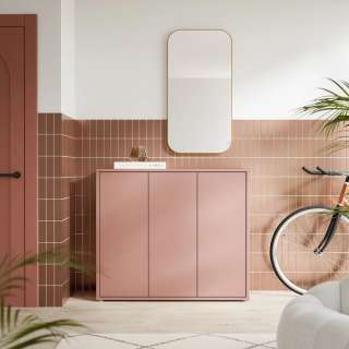 Skoskap Alice 109x99 cm - terrakotta - 3 dører - hyller