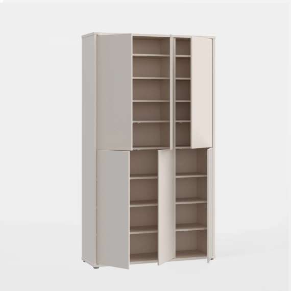 Stort skoskap Alice 109x192 - beige sand - 6 dører - hyller